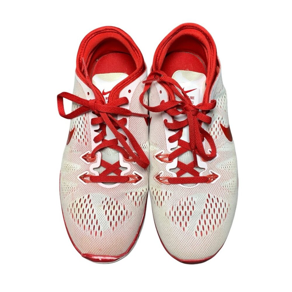 Nike Shoes Womens 6.5 Free Training Fit 5 Running Sneakers 704674-111 Red Mesh